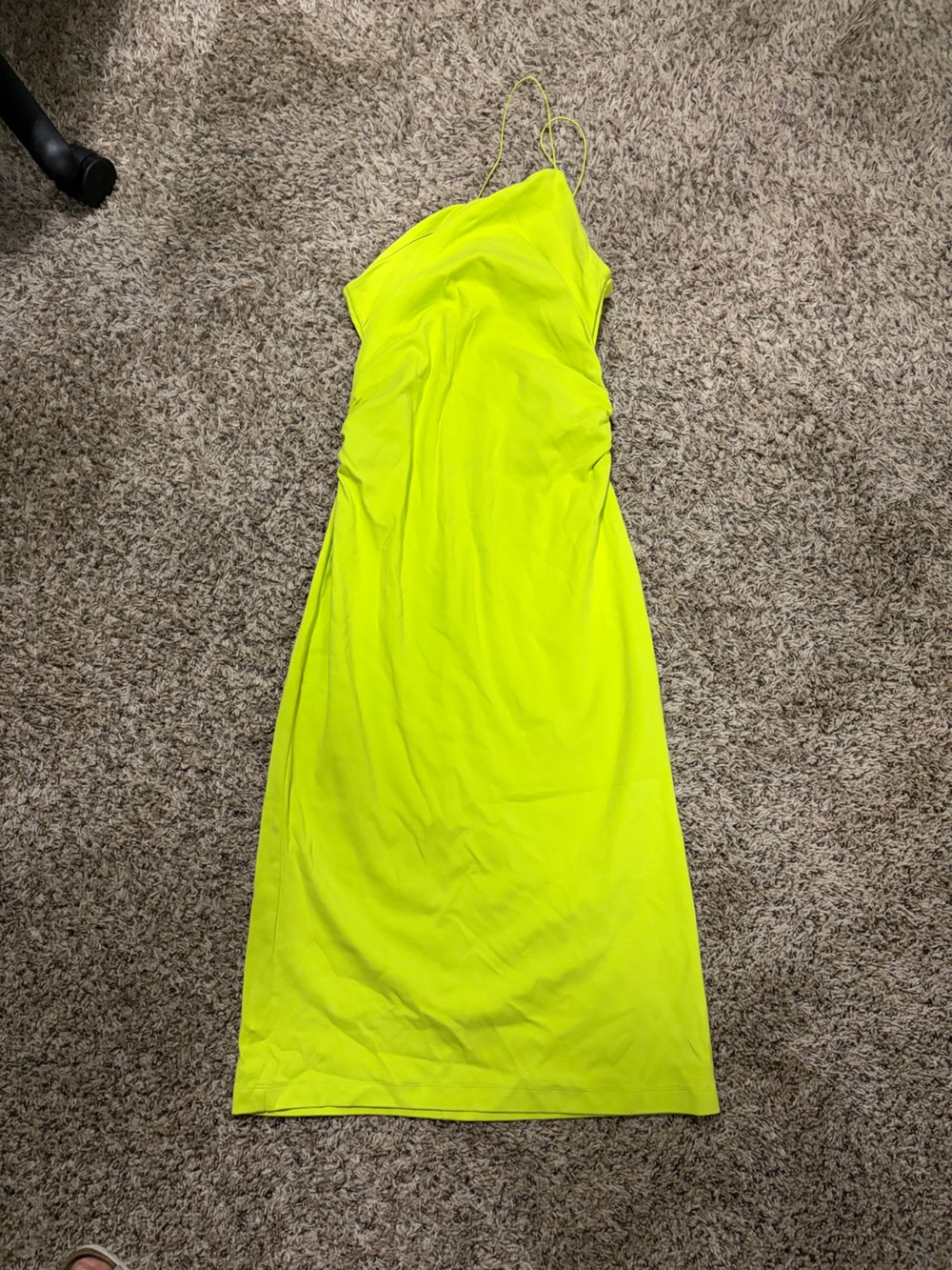 Zara Neon Yellow Midi Slip Dress